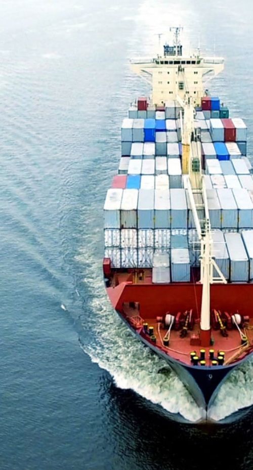 A container ship in the ocean